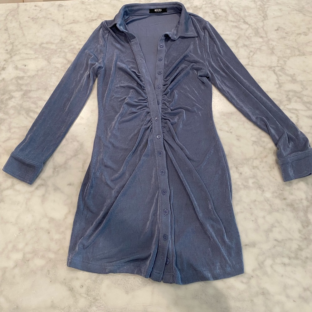 Blue button up dress